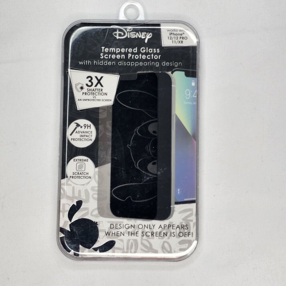 Disney Stitch Hidden Glass Screen Protector iPhone 12/12 Pro/11/XR